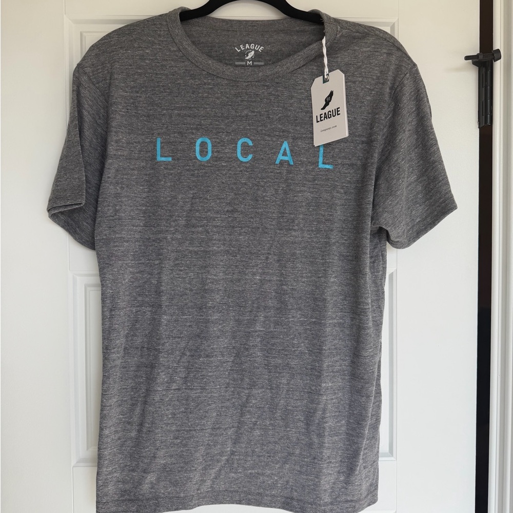 New with Tags- League 91 Gray Short-Sleeve Tee with Blue LOCAL Text